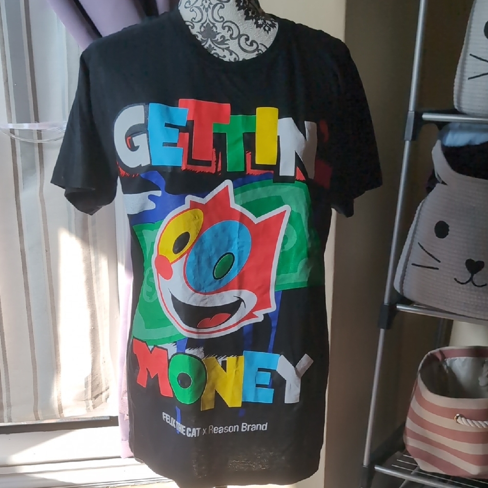 Black Graphic T-Shirt with Colorful Design